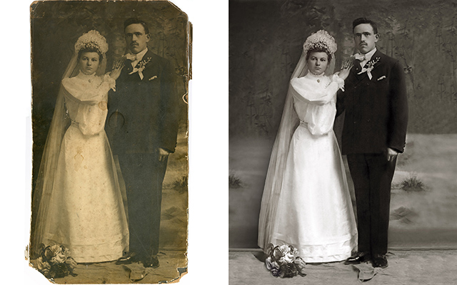photo restoration Chattanooga Tennessee vintage wedding portrait image